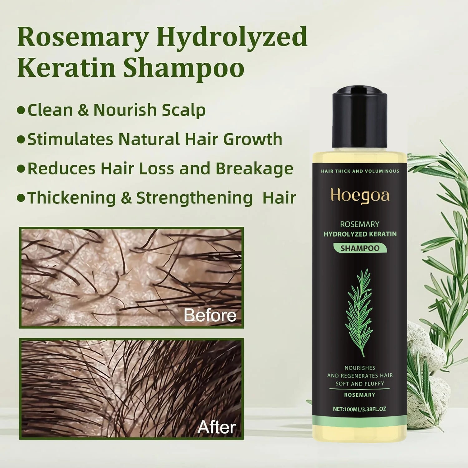 🔥LAST DAY 50% OFF - 🎅HOEGOA Organic Rosemary Hair Growth Shampoo & Hair Conditioner