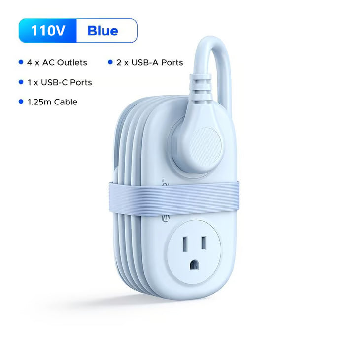 Travel Power Strip, ORICO 4 Outlets 2 USB Ports (1 USB C) with 4FT Wrapped Short Extension Cord Small Power Strip